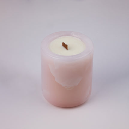 Pink Onyx Cylinder Candle
