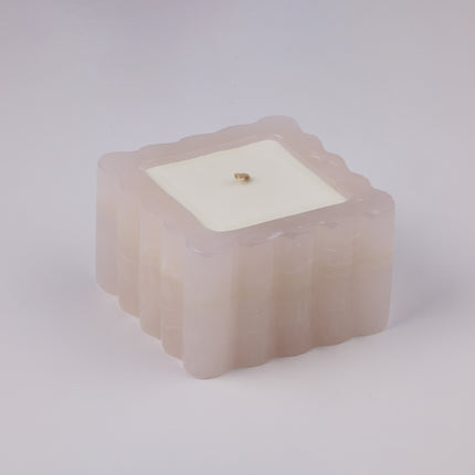 Pink Onyx Fluted Square Candle