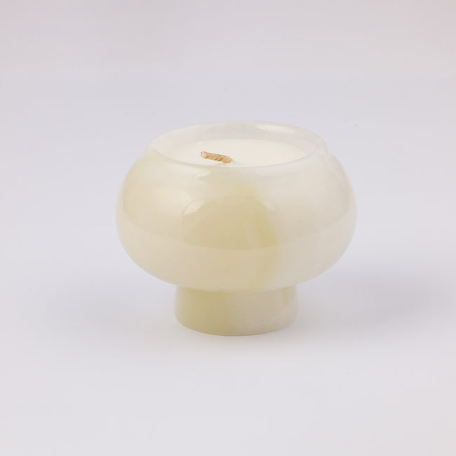 Alabaster White Onyx Mushroom Candle