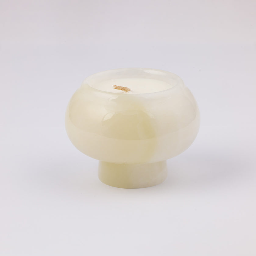 Alabaster White Onyx Mushroom Candle