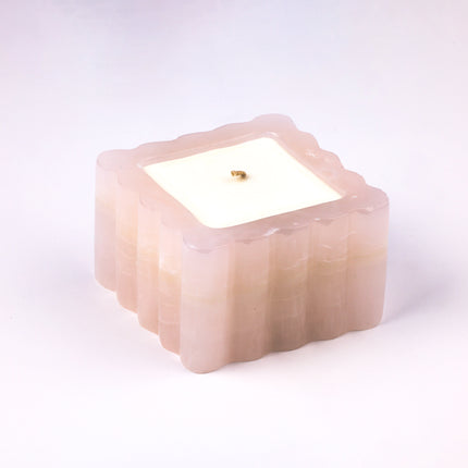 Pink Onyx Fluted Square Candle